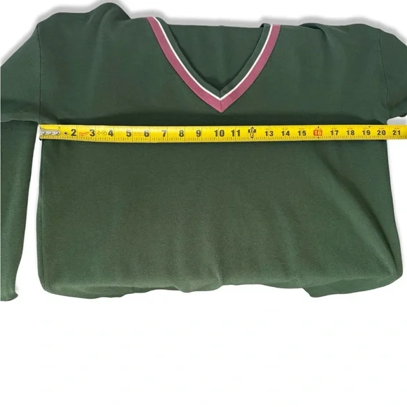 Aritzia Wilfred V Neck Varsity Sweater Green Medium - Picture 3 of 8